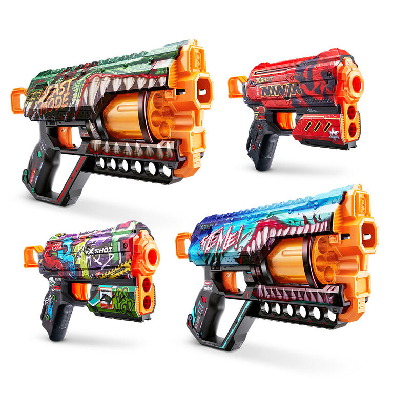 Ensemble combiné de deux pistolets Griefer et deux pistolets Flux X-Shot Skins (48 fléchettes) par ZURU