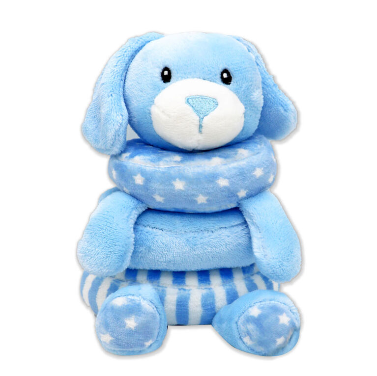 Bab & Tot Plush stacking activity toy: Blue Dog
