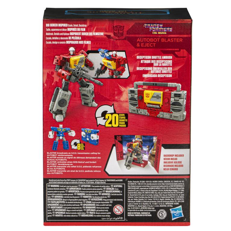 Transformers Generations Studio Series, figurines 86-25 Autobot Blaster et Eject classe Voyageur, Les Transformers : le film - Notre exclusivité