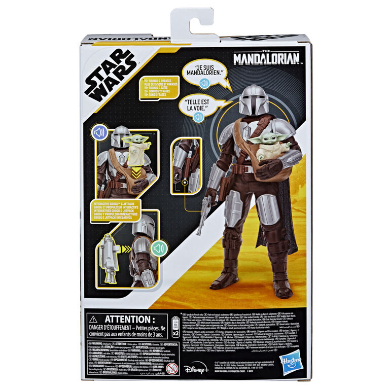 Star Wars Galactic Action The Mandalorian &amp,Grogu, figurines électroniques interactives de 30 cm
