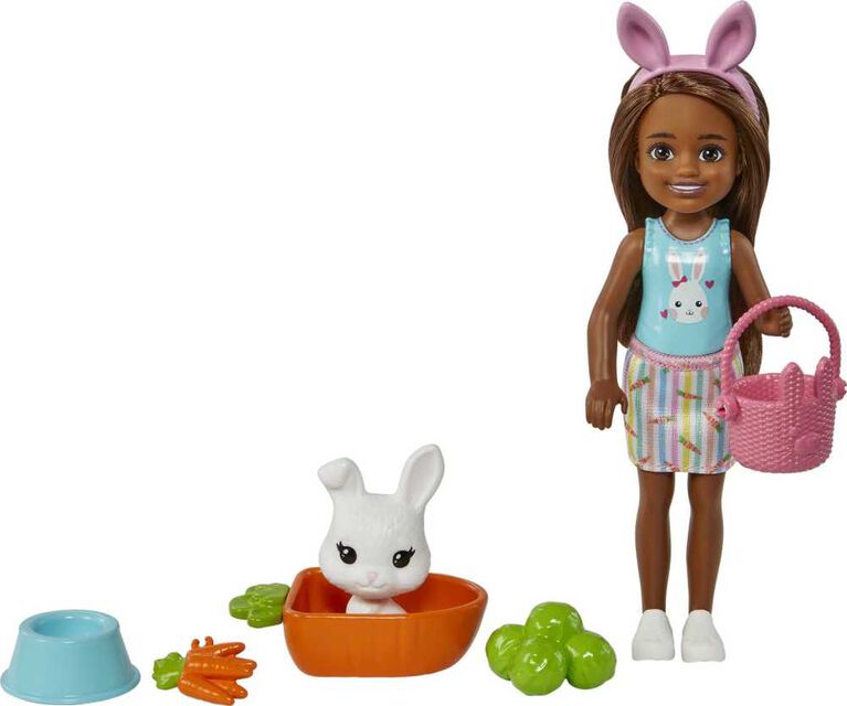 Barbie- Chelsea- Poupée et lapin avec accessoires