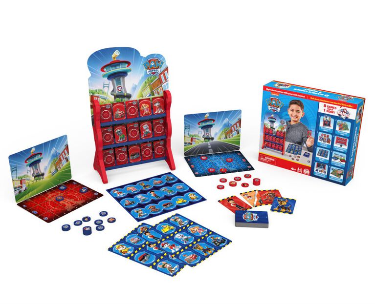 Pat'Patrouille, QG, Jeux de société pour enfants, Dames, Morpion, Jeu de mémoire, Bingo, Jeu de pêche, Jeux de cartes, Jouets Pat'Patrouille