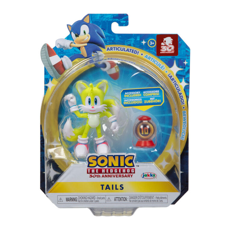 Sonic 4" Figure - Modern (NEON) Tails Super Ring Item Box Accessory
