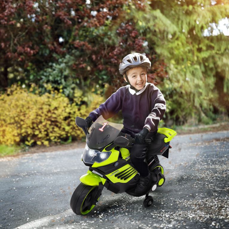 Voltz Toys Kids Motorcycle With Training Wheel, Green