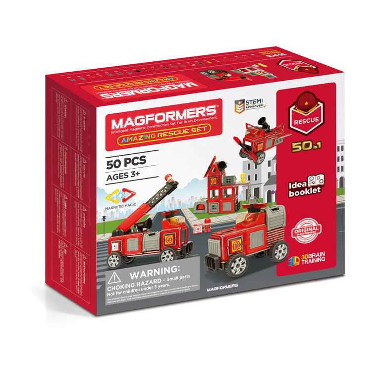 Coffret de construction Magformers Amaz!ng Rescue de 50 pièces - Édition anglaise