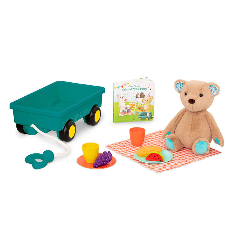 B. toys, Happyhues - Cara-Mellow Bear Playset, Teddy Bear, Board Book and Picnic Set