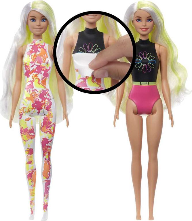 Barbie- Color Reveal - Poupée et accessoires - Vêtements totalement néon