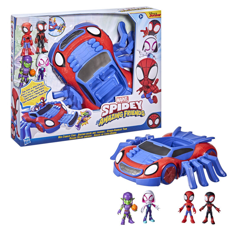 Marvel Spidey and His Amazing Friends, Arachno-bolide avec figurines, véhicule avec 4 figurines  - Notre exclusivité