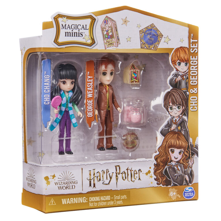Wizarding World Harry Potter, Magical Minis Cho Chang and George Weasley Figure Set with 2 Doll Accessories