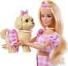 Barbie Twinning Looks Fashion Doll with Pet Dog, Matching Pink Clothes & Accessories, Blonde