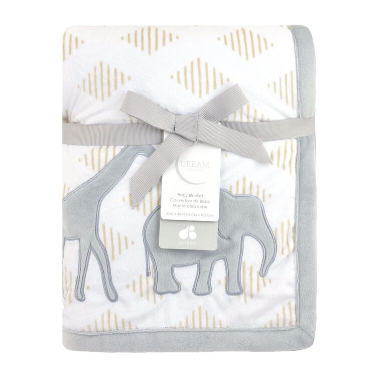 Just Born Dream Animal Print Blanket - Grey