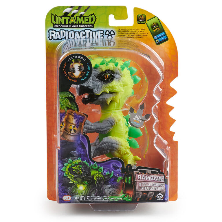 Untamed Radioactive Stegosaurus - Whiplash (Green)- Interactive Toy