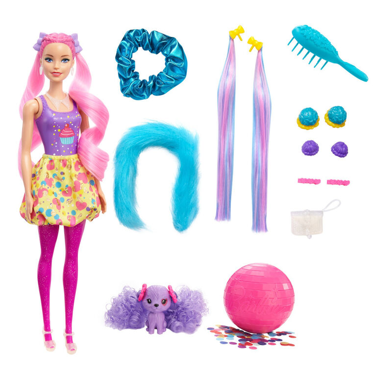 Barbie Color Reveal Glitter! Hair Swaps Doll, Glittery Pink with 25 Surprises