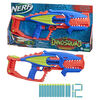 Nerf DinoSquad Terrodak, tire 4 fléchettes, rangement pour fléchettes, 12 fléchettes Nerf Elite, blaster Nerf en forme de dinosaure, jeu d'extérieur pour enfants