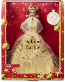 Barbie - Poupée Joyeux Noël 2023, robe dorée