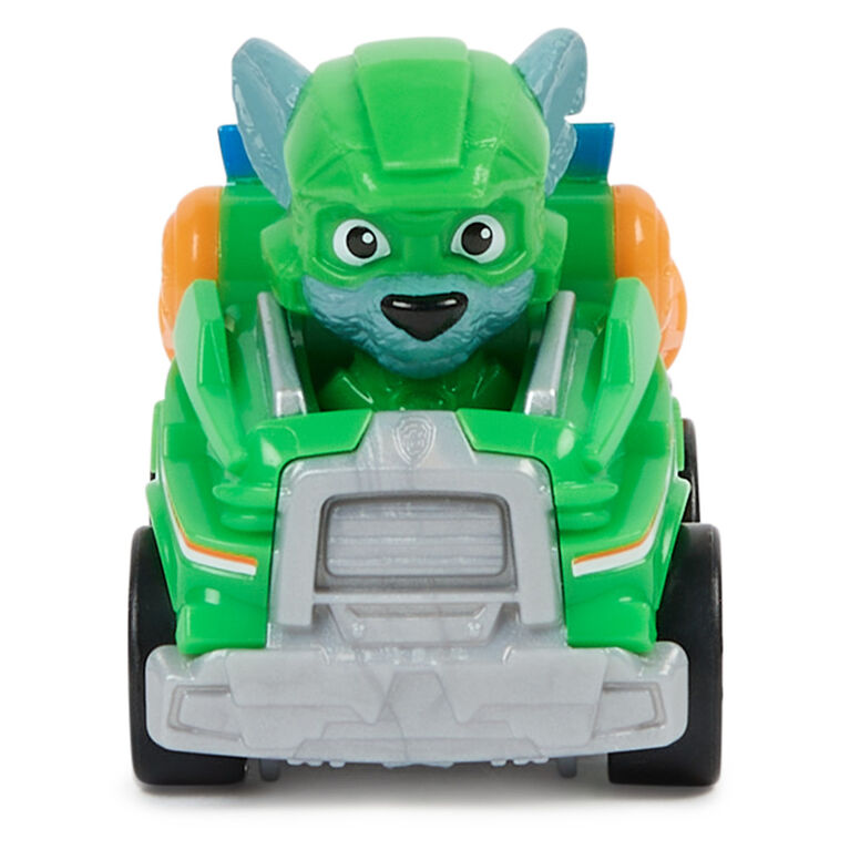 PAW Patrol: The Mighty Movie, Pup Squad Racers Collectible Rocky, Mighty Pups Toy Cars
