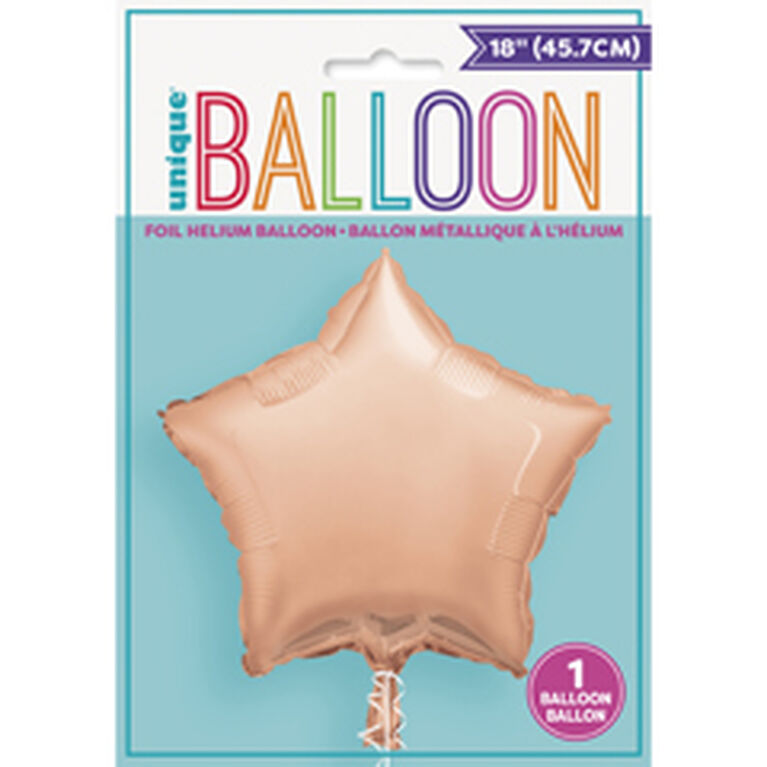 Ballon Aluminum En Forme D`Etoile 18 Po - Rose Or