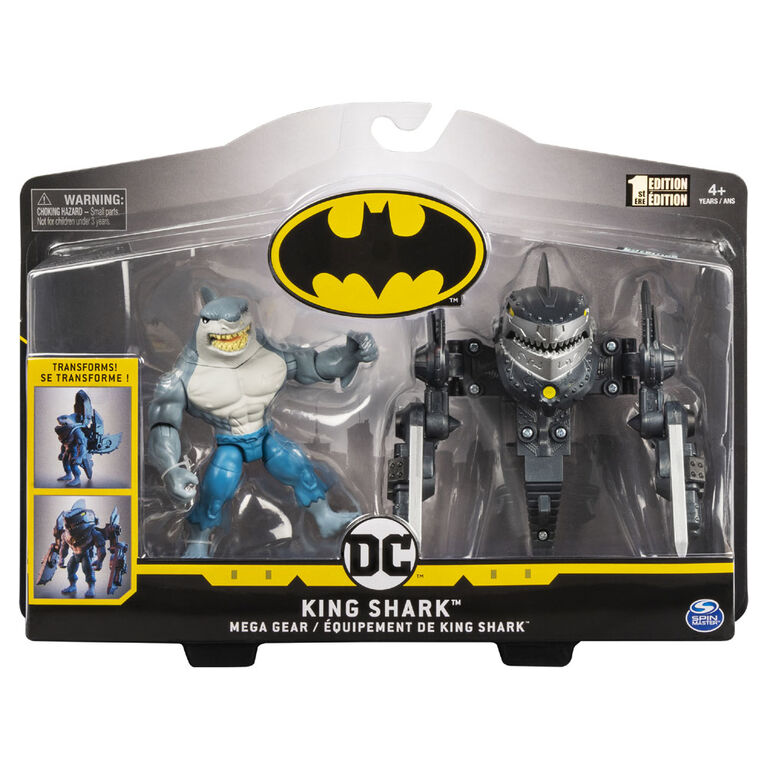 BATMAN, 4-Inch KING SHARK Mega Gear Deluxe Action Figure with Transforming Armor