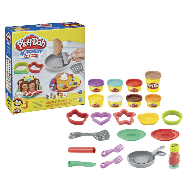 Play-Doh Kitchen Creations Flip 'n Pancakes Playset 14-Piece Breakfast Toy