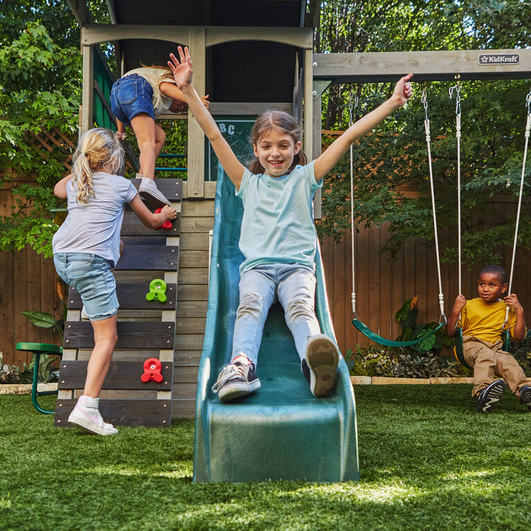 KidKraft River Canyon Wooden Swing Set / Playset with Slide, Glider and Monkey Bars