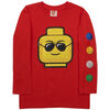 Lego Face Long Sleeve Tshirt Red - 4T