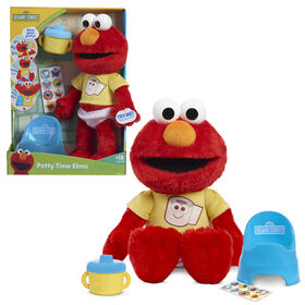 Sesame Street Potty Time Elmo 12-Inch Sustainable Plush Stuffed Animal, Sounds and Phrases, Potty Training Tool - English Edition