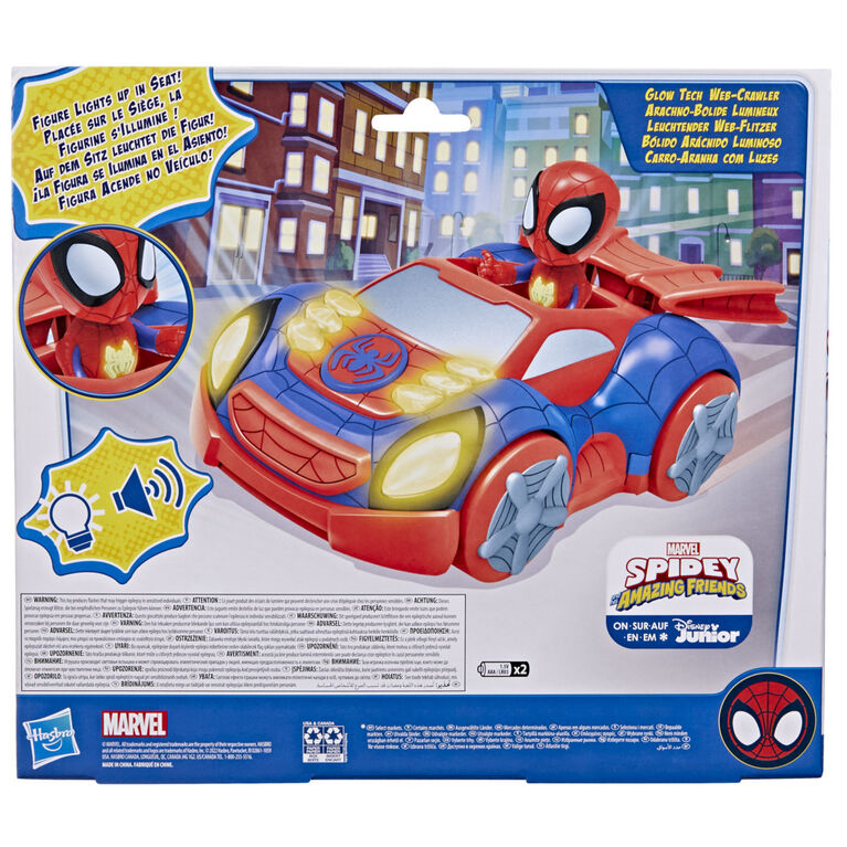 Marvel Spidey and His Amazing Friends Glow Tech Web-Crawler Vehicle, Preschool Toy with Lights, Sounds