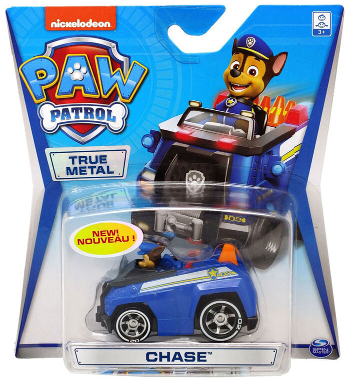 PAW Patrol, Véhicule Chase en métal True Metal à collectionner, Série Classique à l'échelle 1:55