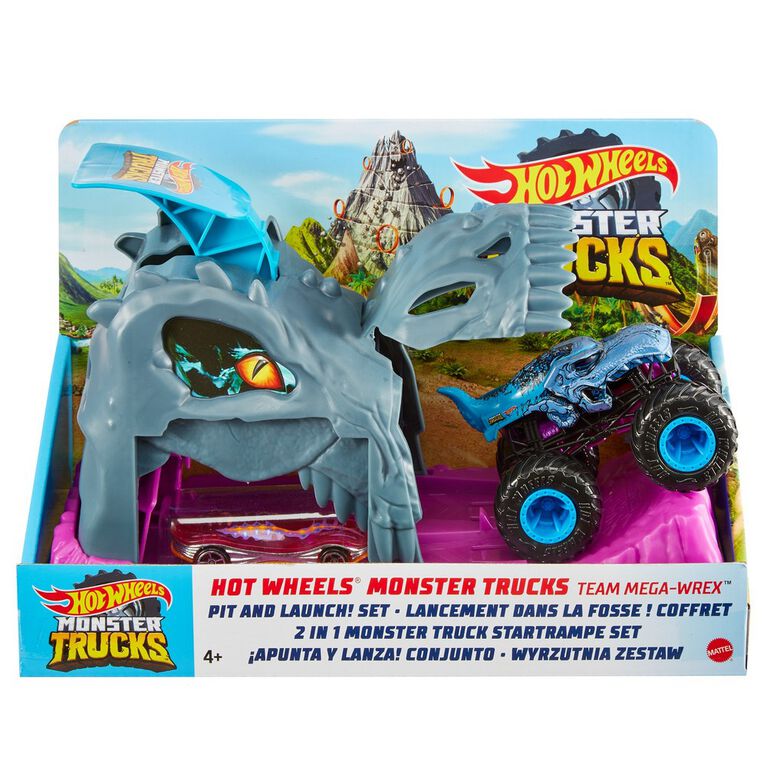 Hot Wheels Monster Trucks Pit And Launch Bone Shaker Play Set