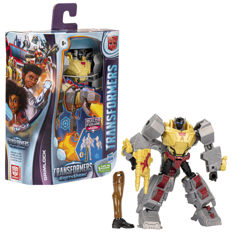Transformers Toys EarthSpark Deluxe Class Grimlock, 5 Inch Action Figure, Robot Toys