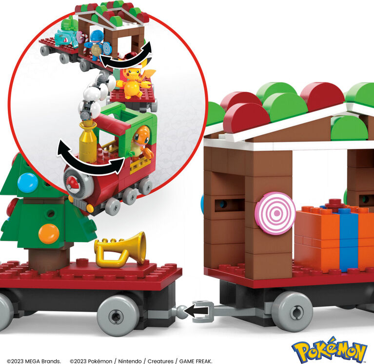 MEGA - Pokémon - Le Train des Fêtes, 373 pièces, surprises festives