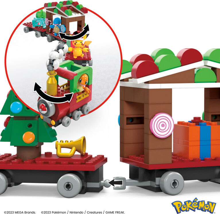 MEGA Pokémon Holiday Train building set with 373 pieces and festive surprises