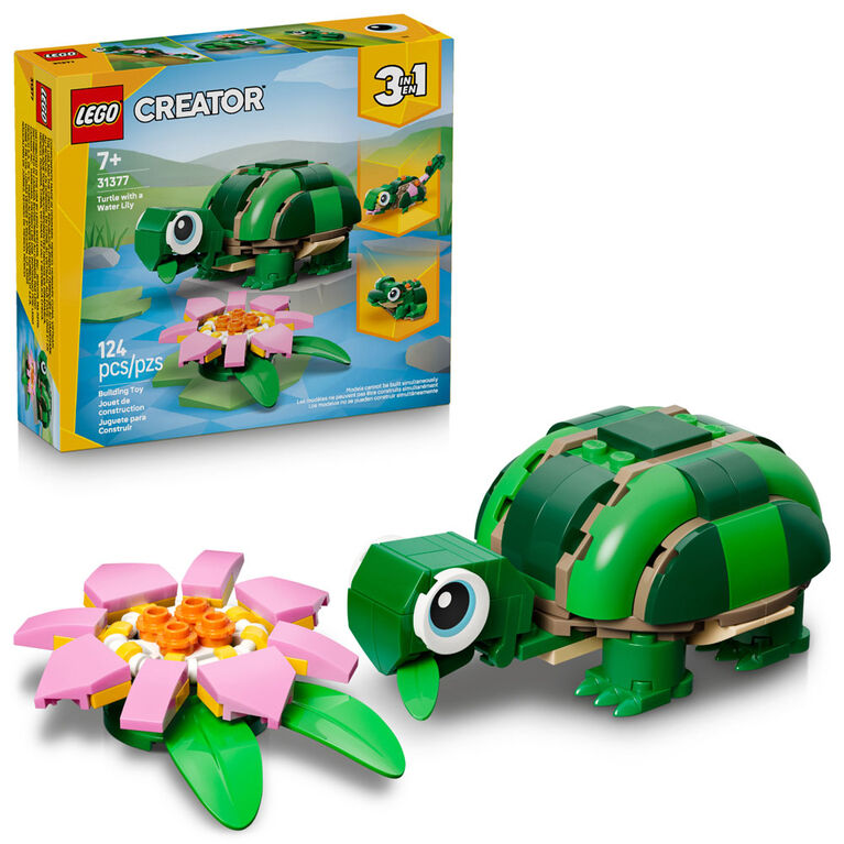 LEGO Creator 3 in 1 Turtle with a Water Lily Flower Building Toy for Girls & Boys, Ages 7+ - 31377