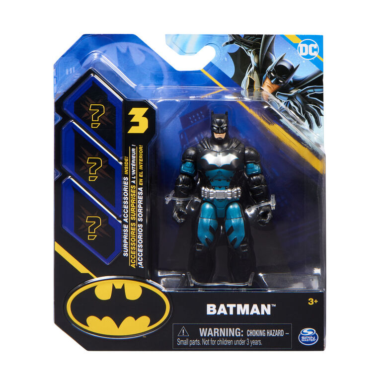 DC Comics, Figurine articul&eacute;e Batman de 10 cm avec 3 accessoires myst&egrave;re