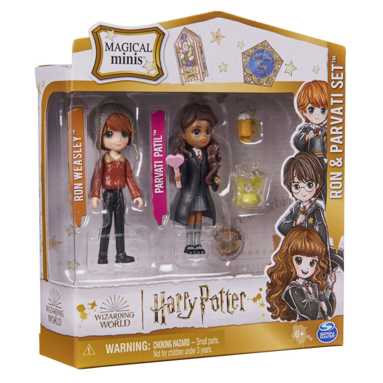 Wizarding World Harry Potter, Magical Minis, Coffret de figurines Ron Weasley et Parvati Patil avec 2 accessoires