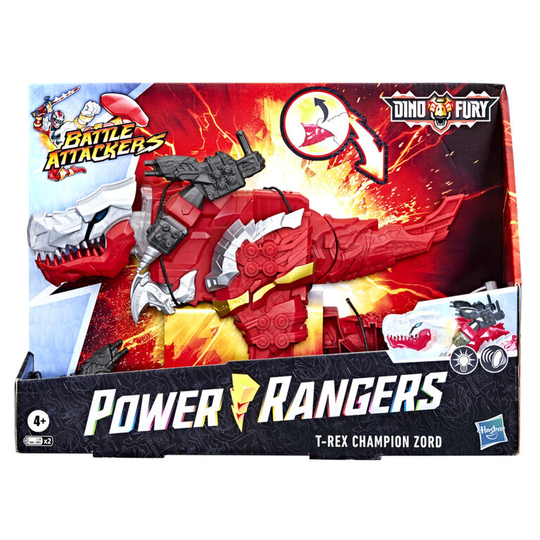 Power Ranger Battle Attackers Dino Fury Zord champion tyrannosaure, figurine électronique