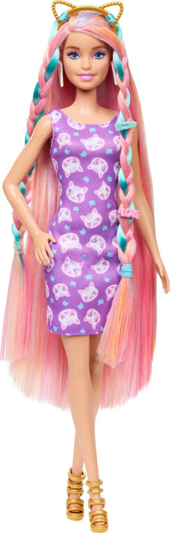 Barbie Fun & Fancy Hair Doll with Extra-Long Colorful Blonde Hair and Styling Accessories