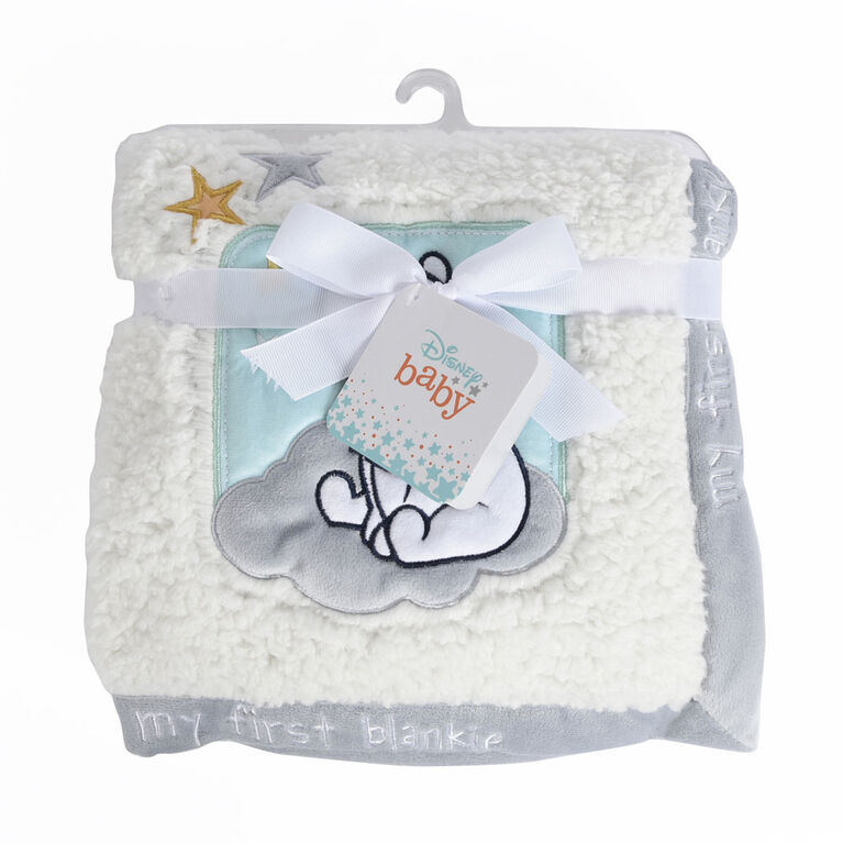 Bébé Disney Winnie l'Ourson, du vison à sherpa, réversible, ma première couverture de bébé - Gris