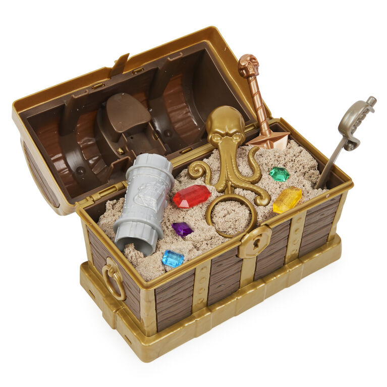 Kinetic Sand, Treasure Hunt Playset with 9 Surprise Reveals, 1.25lbs Brown and Rare Shimmer Gold Play Sand