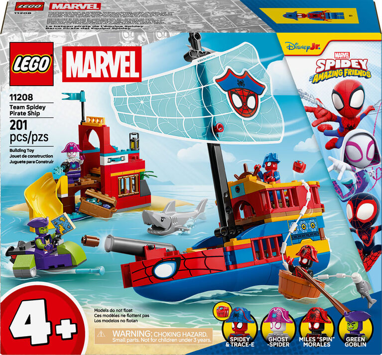 LEGO Marvel Spider-Man et ses Amis Extraordinaires Le Bateau Pirate de l'&Eacute;quipe Spidey Jouet de Construction pour Enfants 11208