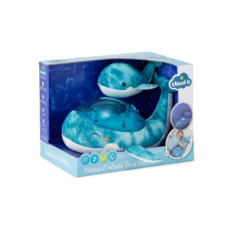Cloud b Tranquil Whale Bundle w/Baby Plush Rattle Blue Night Light w/ Under Water Effect and Music