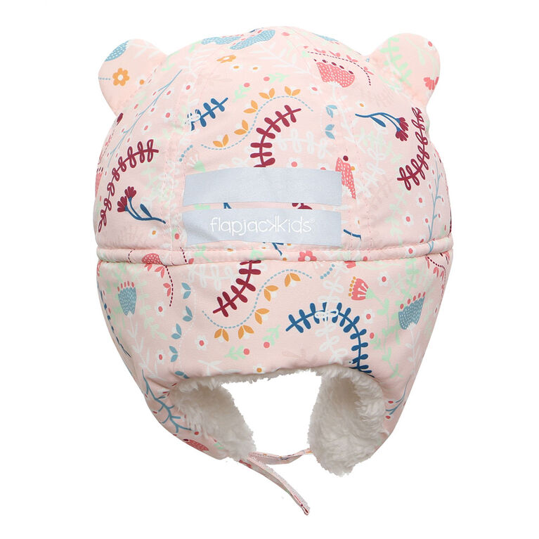 FlapJackKids - bébé, enfant en bas âge, enfants, filles - chapeau de trappeur hydrofuge - doublure Sherpa - rose fleuri - moyen 2-4 ans