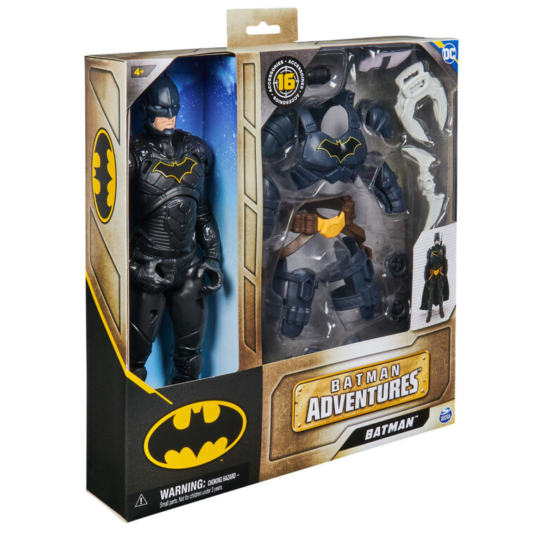 DC Comics, Batman Adventures, Batman Action Figure with 16 Armor Accessories, 17 Points of Articulation, 12-inch