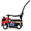 KidsVip 6V Kids and Toddlers Fire Truck Ride on Push Truck 3 in 1 w/Side Guards, Handle, Leather Seat - English Edition