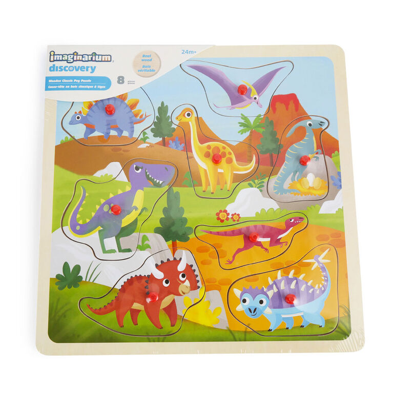 Imaginarium Discovery - Wooden Classic Peg Puzzle Assortment - Dinosaur