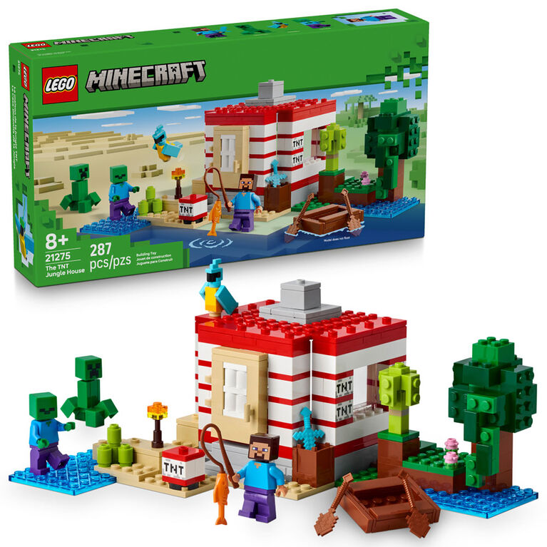 LEGO Minecraft The TNT Jungle House Toy for Boys and Girls Ages 8+ - Building Set for Kids - 21275