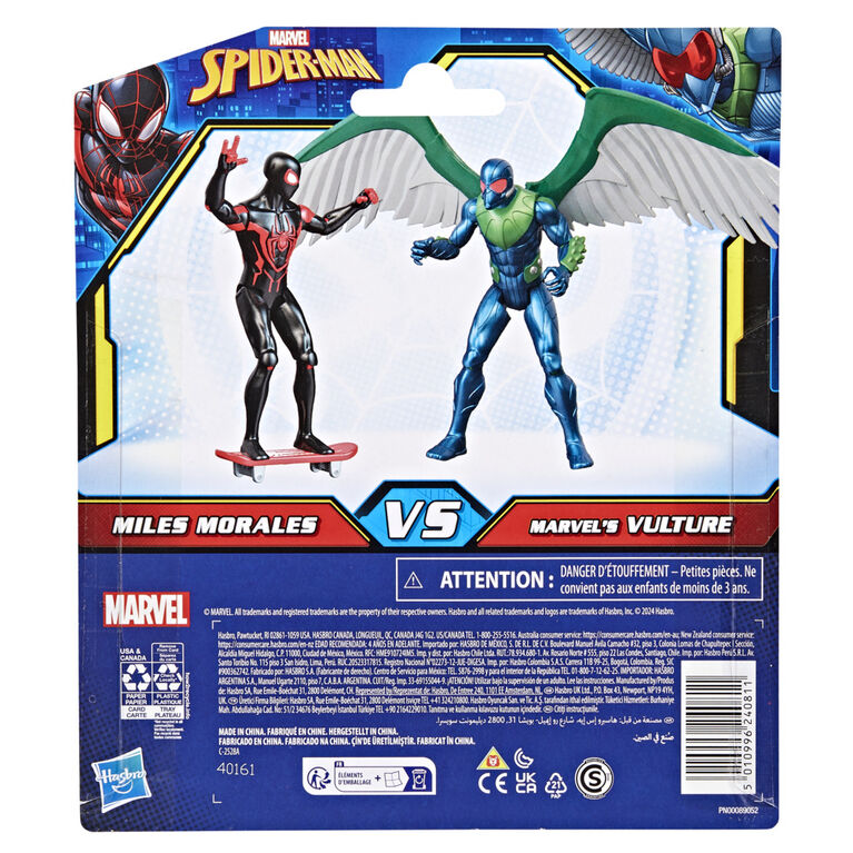 Spider-Man Epic Hero Series Miles Morales vs Marvel's Vulture Action Figures with Accessory (4 Inch)
