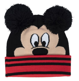 Chapeau à rebord Mickey Mouse de Disney avec 2 «oreilles» en pompons et visage de Mickey à l'avant