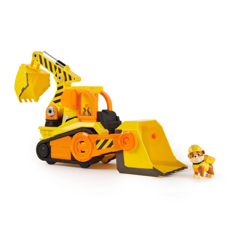 Rubble and Crew, Bark Yard Deluxe Bulldozer Construction Truck Toy with Lights, Sounds and Rubble Action Figure