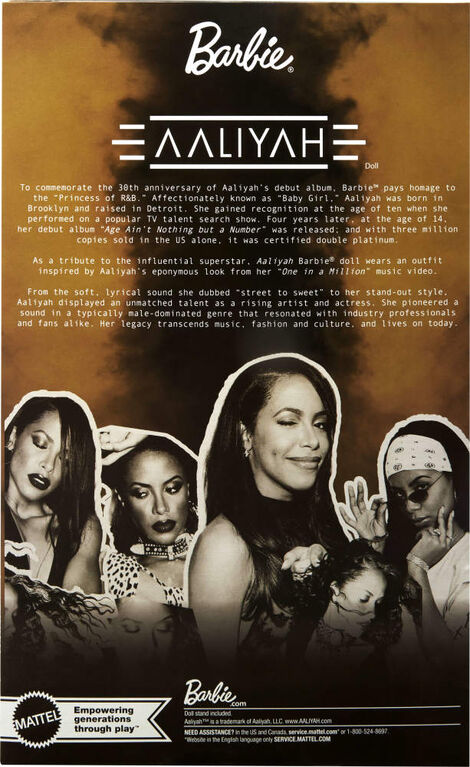 Barbie Signature Aaliyah Collectible Doll in Black Faux Leather Outfit